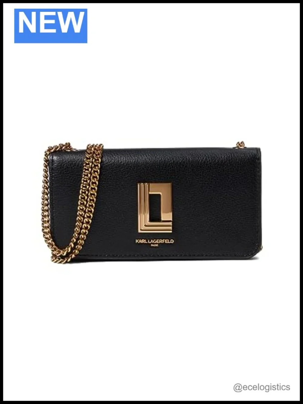 Karl Lagerfeld Kosette Wallet Crossbody with Adjustable Chain Strap (Leather)